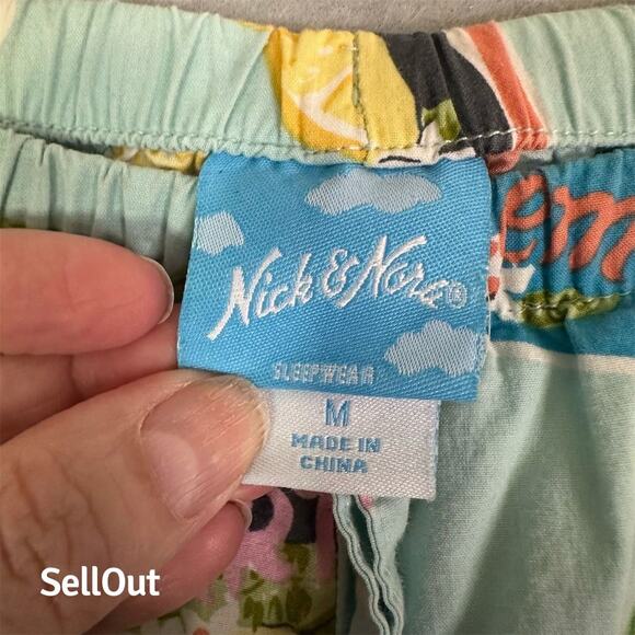 Nick & Nora Pajama Pant Women Sz Medium Retro Print Soft Fabric Quality *Flaw* - Picture 9 of 14